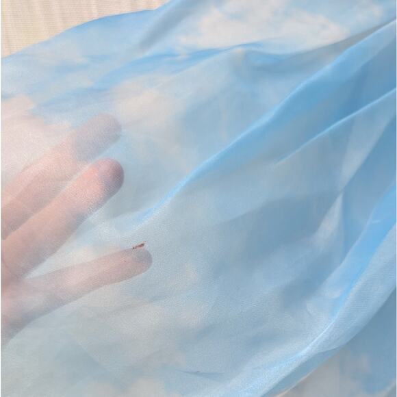 Selkie Blue Organza Head in the Clouds French Puff Short Dress, size L - Picture 5 of 9